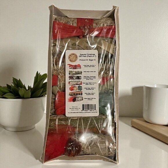 7pc White Sage Christmas Gift Pack with Smudge Incense Herbs - Picture 3 of 3